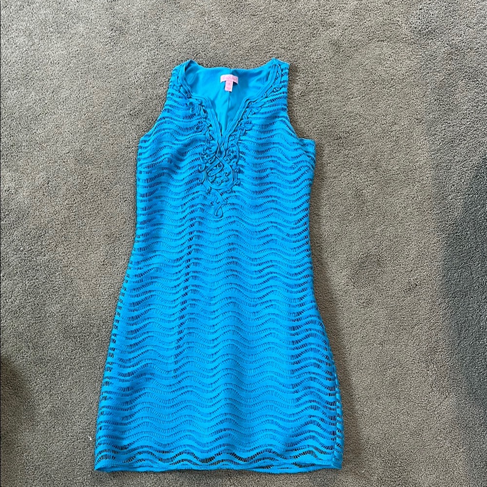 Lilly Pulitzer Turquoise Crochet Sleeveless Dress